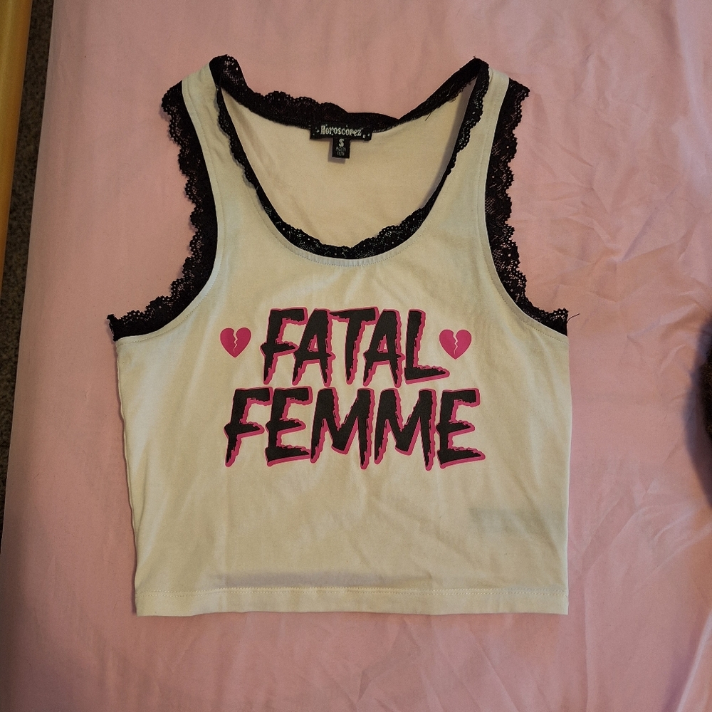 Dolls Kill Horoscopez Fatal Femme Crop Graphic Tank